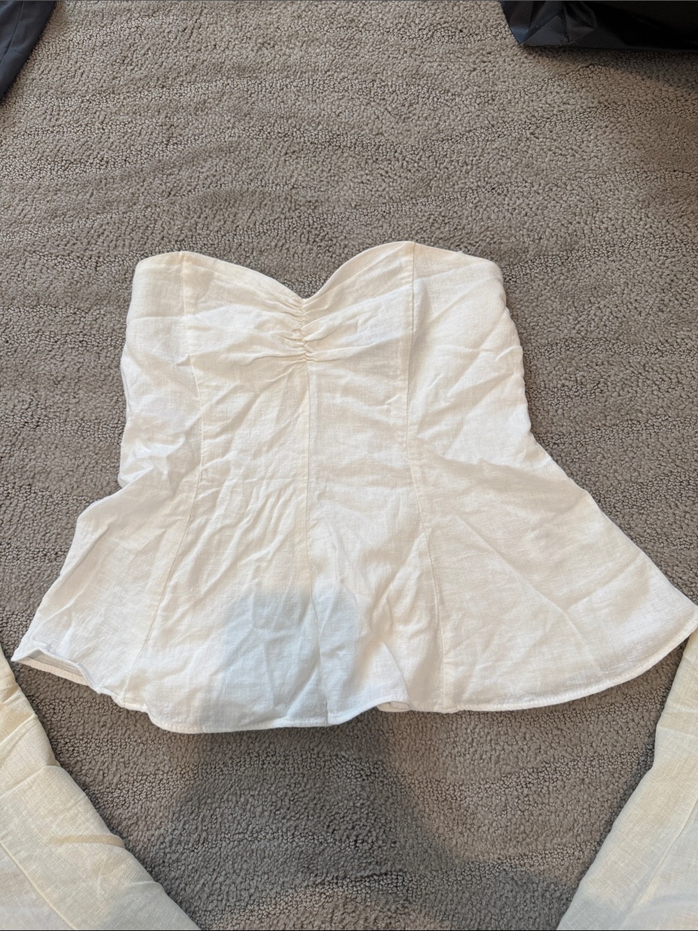Zara White Strapless Peplum Bustier Top